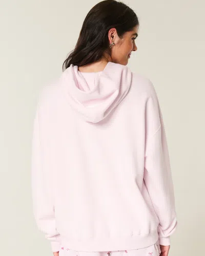 Hollister Oversized Senior Graphic Hoodie In Pink