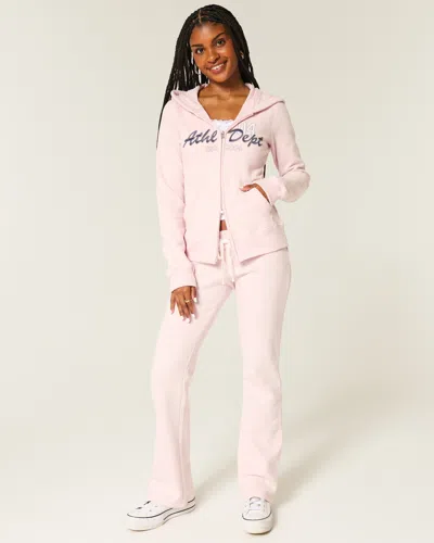 Hollister Slim Athletic Dept Graphic Zip-up Hoodie In Pink