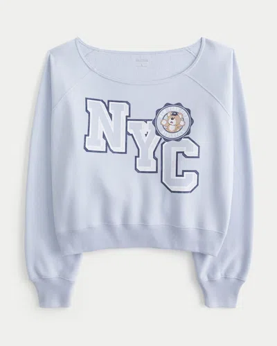 Hollister Easy Off-the-shoulder Nyc Graphic Sweatshirt In Blue