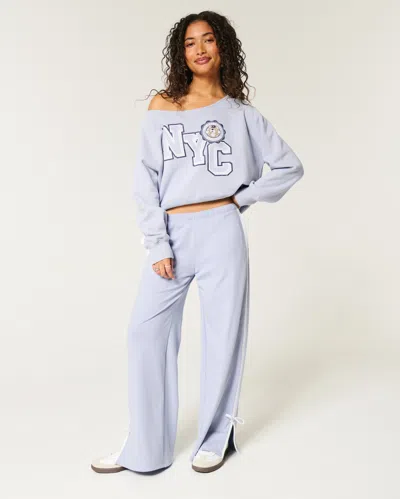 Hollister Easy Off-the-shoulder Nyc Graphic Sweatshirt In Blue