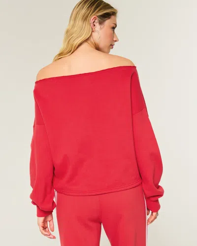 Hollister Easy Double Off-the-shoulder University Of Georgia Graphic Sweatshirt In Red