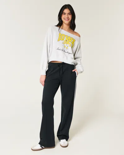 Hollister Easy Off-the-shoulder Iowa Hawkeyes Graphic Sweatshirt In Gray