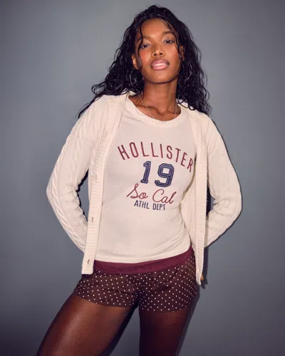 Hollister Holiday Vault Release Hooded Cable-knit Toggle Cardigan In White