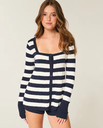 Hollister Long-sleeve Square-neck Babydoll Sweater In Multi