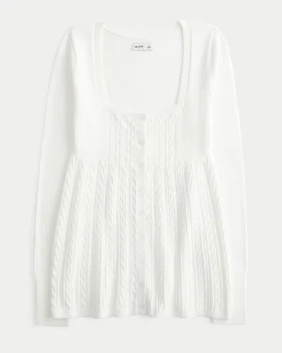 Hollister Long-sleeve Square-neck Babydoll Sweater In White