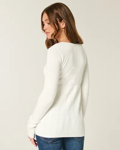 Hollister Long-sleeve Square-neck Babydoll Sweater In White