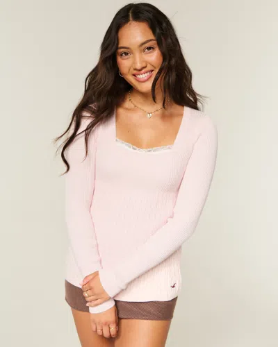 Hollister Long-sleeve Square-neck Babydoll In Pink
