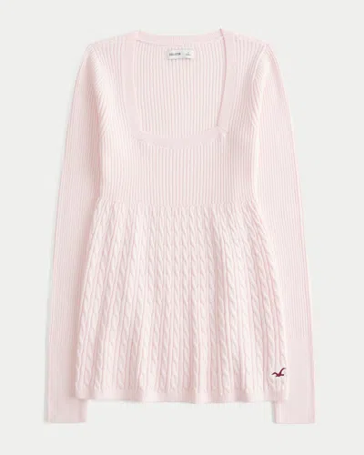 Hollister Long-sleeve Square-neck Babydoll In Pink
