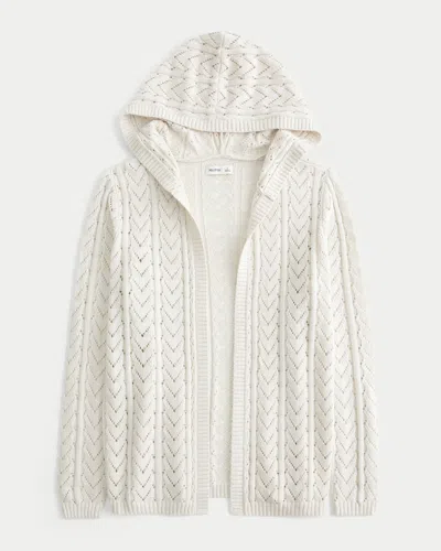 Hollister Hooded Open-stitch No-close Cardigan In White