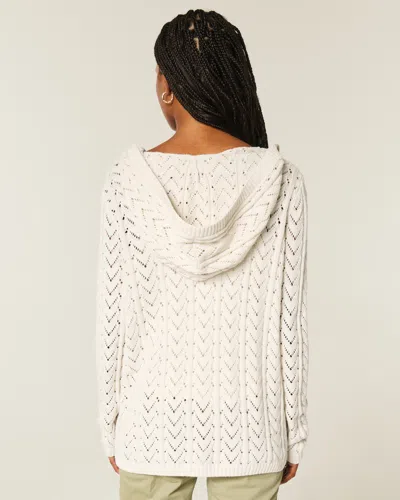 Hollister Hooded Open-stitch No-close Cardigan In White