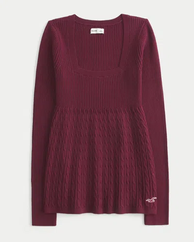 Hollister Long-sleeve Square-neck Babydoll In Purple