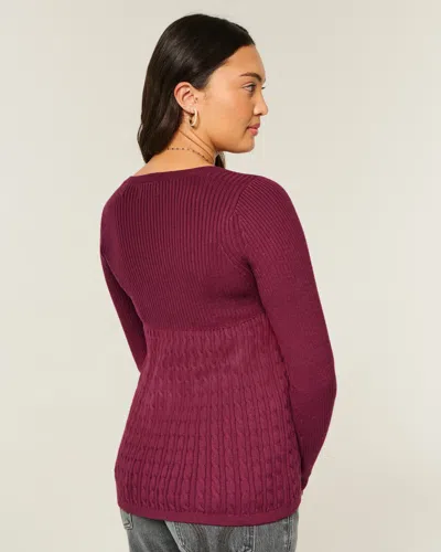 Hollister Long-sleeve Square-neck Babydoll In Purple