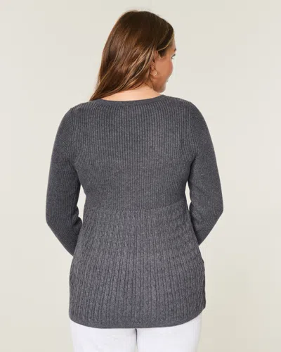 Hollister Long-sleeve Square-neck Babydoll In Gray