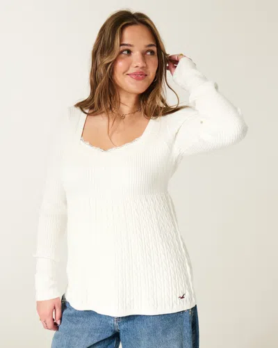 Hollister Long-sleeve Square-neck Babydoll In White