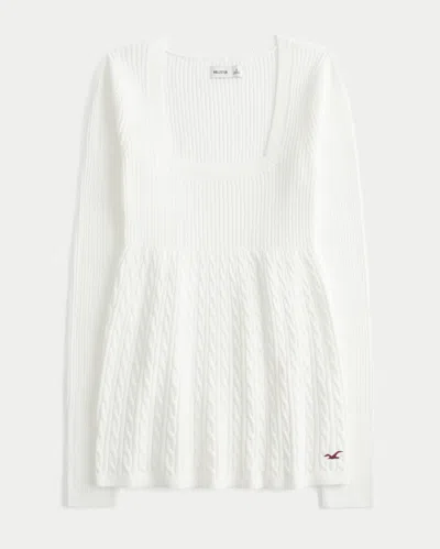 Hollister Long-sleeve Square-neck Babydoll In White