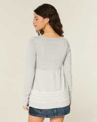 Hollister Long-sleeve Flyaway Babydoll Cardigan In Gray