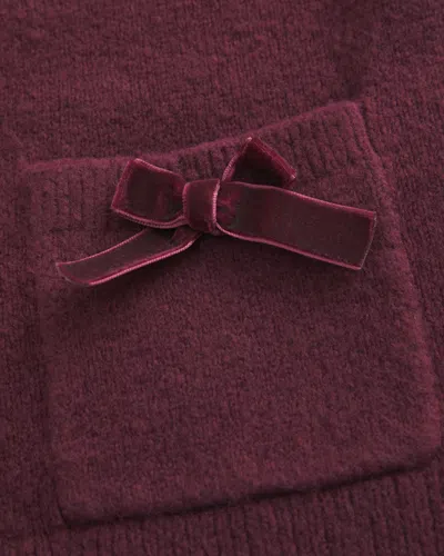 Hollister Comfy Cloud Bow Pocket Cardigan In Red