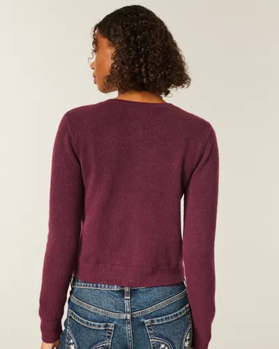 Hollister Comfy Cloud Bow Pocket Cardigan In Red