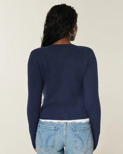Hollister Comfy Cloud Bow Pocket Cardigan In Blue