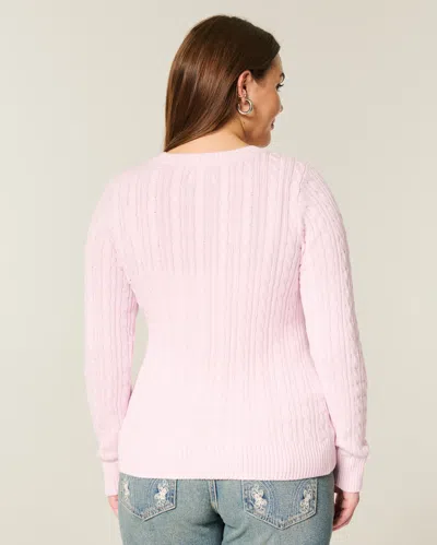 Hollister Cable-knit Icon Crew Sweater In Pink