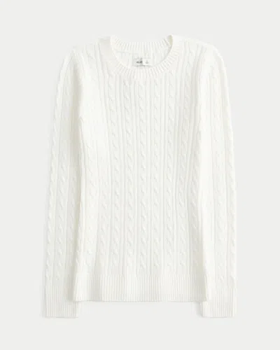 Hollister Cable-knit Icon Crew Sweater In White