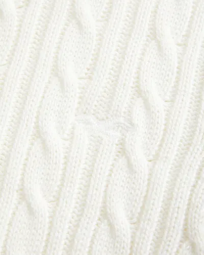 Hollister Cable-knit Icon Crew Sweater In White