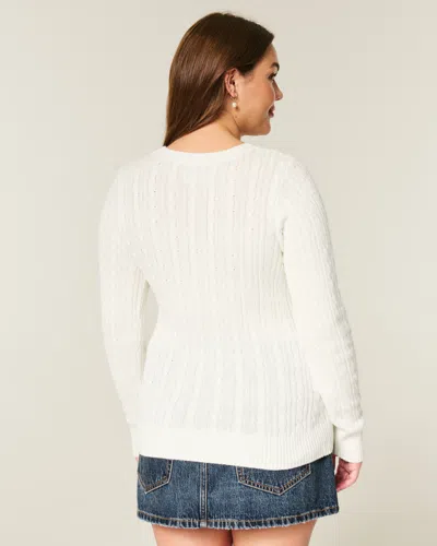 Hollister Cable-knit Icon Crew Sweater In White
