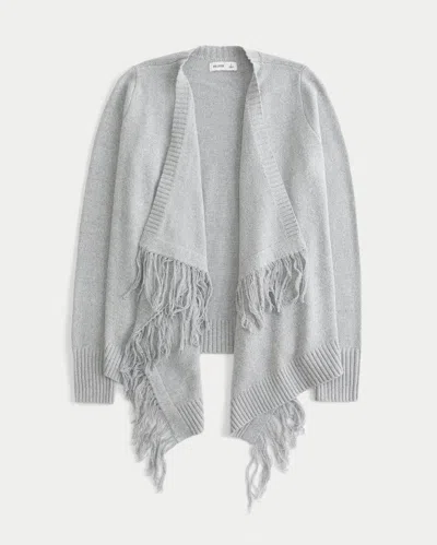 Hollister Easy Fringe No-close Cardigan In Gray