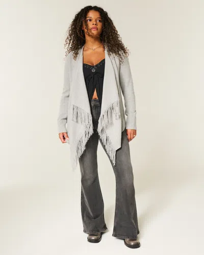 Hollister Easy Fringe No-close Cardigan In Gray