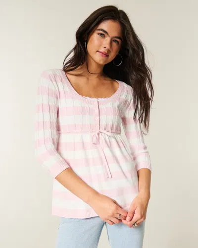 Hollister Cable-knit Babydoll Sweater In Multi