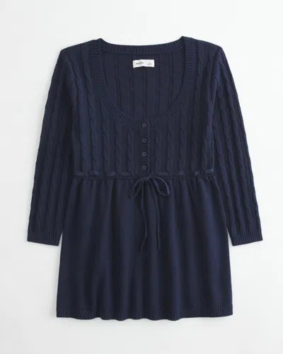 Hollister Cable-knit Babydoll Sweater In Blue