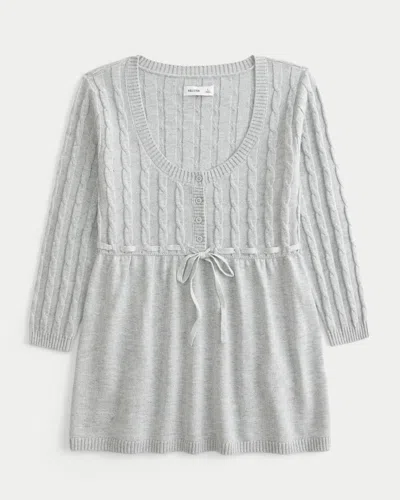 Hollister Cable-knit Babydoll Sweater In Gray
