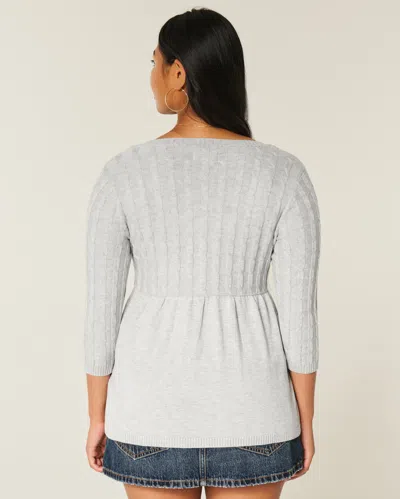 Hollister Cable-knit Babydoll Sweater In Gray