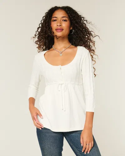 Hollister Cable-knit Babydoll Sweater In White