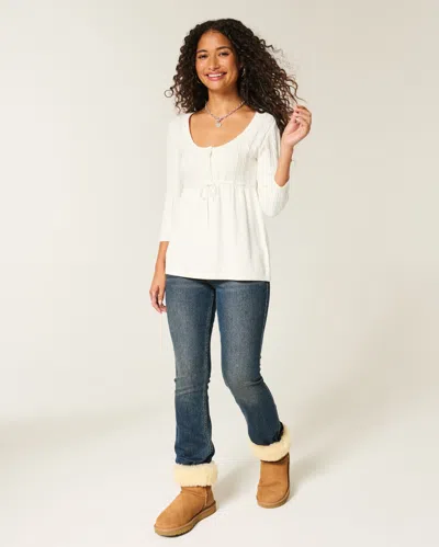 Hollister Cable-knit Babydoll Sweater In White