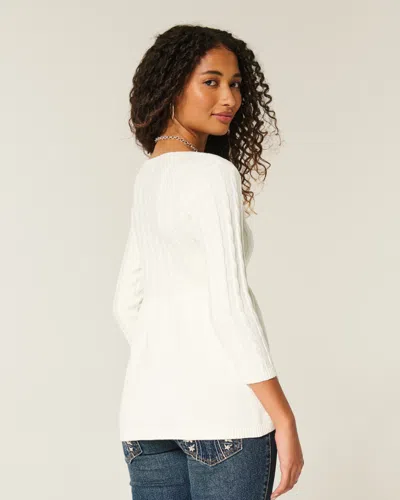 Hollister Cable-knit Babydoll Sweater In White