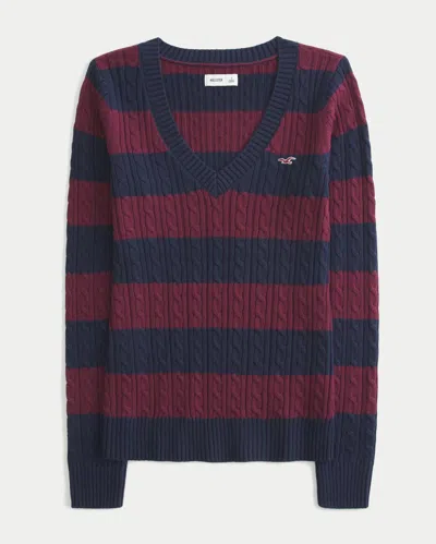 Hollister Cable-knit V-neck Icon Sweater In Multi