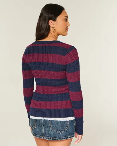Hollister Cable-knit V-neck Icon Sweater In Multi