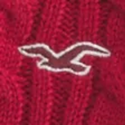 Hollister Cable-knit V-neck Icon Sweater In Red