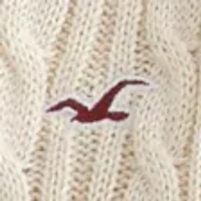 Hollister Cable-knit Icon V-neck Sweater In Neutral