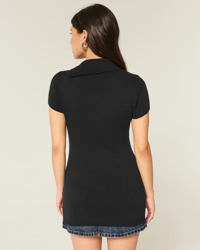 Hollister Short-sleeve Tunic Sweater In Black