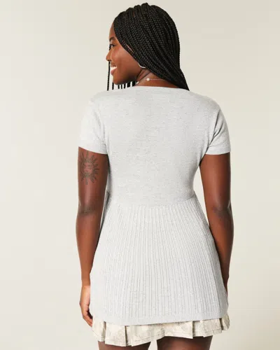 Hollister Short-sleeve Henley Babydoll Top In Neutral