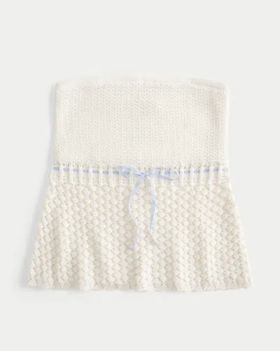 Hollister Crochet-style Strapless Sweater Tube Top In White