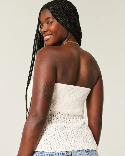 Hollister Crochet-style Strapless Sweater Tube Top In White