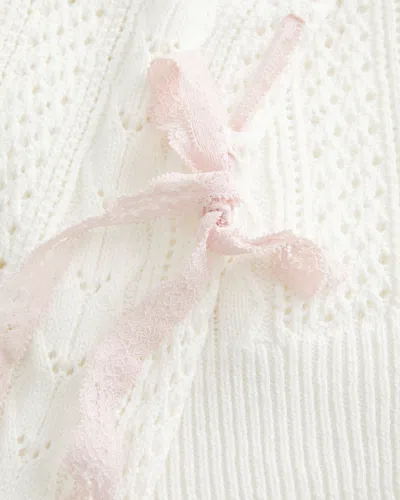 Hollister Bow-sleeve Cable-knit Sweater In White