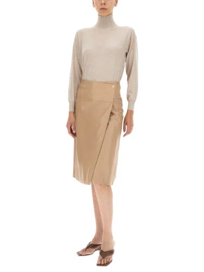 Arma Chic Front Button Mini Skirt In Brown