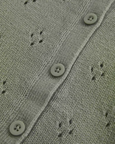 Hollister Eyelet Crew Cardigan In Gray