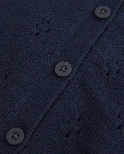 Hollister Eyelet Crew Cardigan In Blue