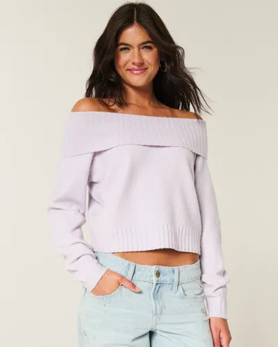 Hollister Comfy Cloud Foldover Off-the-shoulder Sweater In Purple