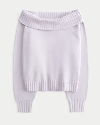 Hollister Comfy Cloud Foldover Off-the-shoulder Sweater In Purple
